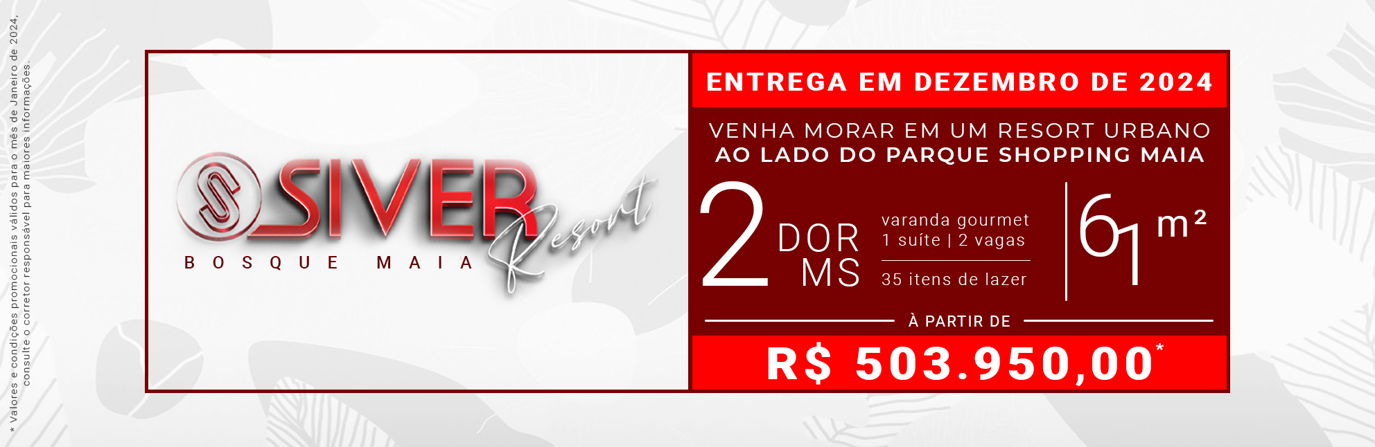 Siver Resort Bosque Maia | Condições promocionais para apartamento de 58m² | Entrega em Dezembro de 2024 | Financiamento Caixa